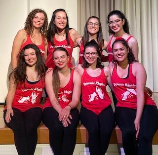 Members of Dynamic Rhythm, SCUs tap dance club.