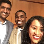 Student Helen Kassa with Rep. Ro Khanna and AACSA executive director Milan Balinton