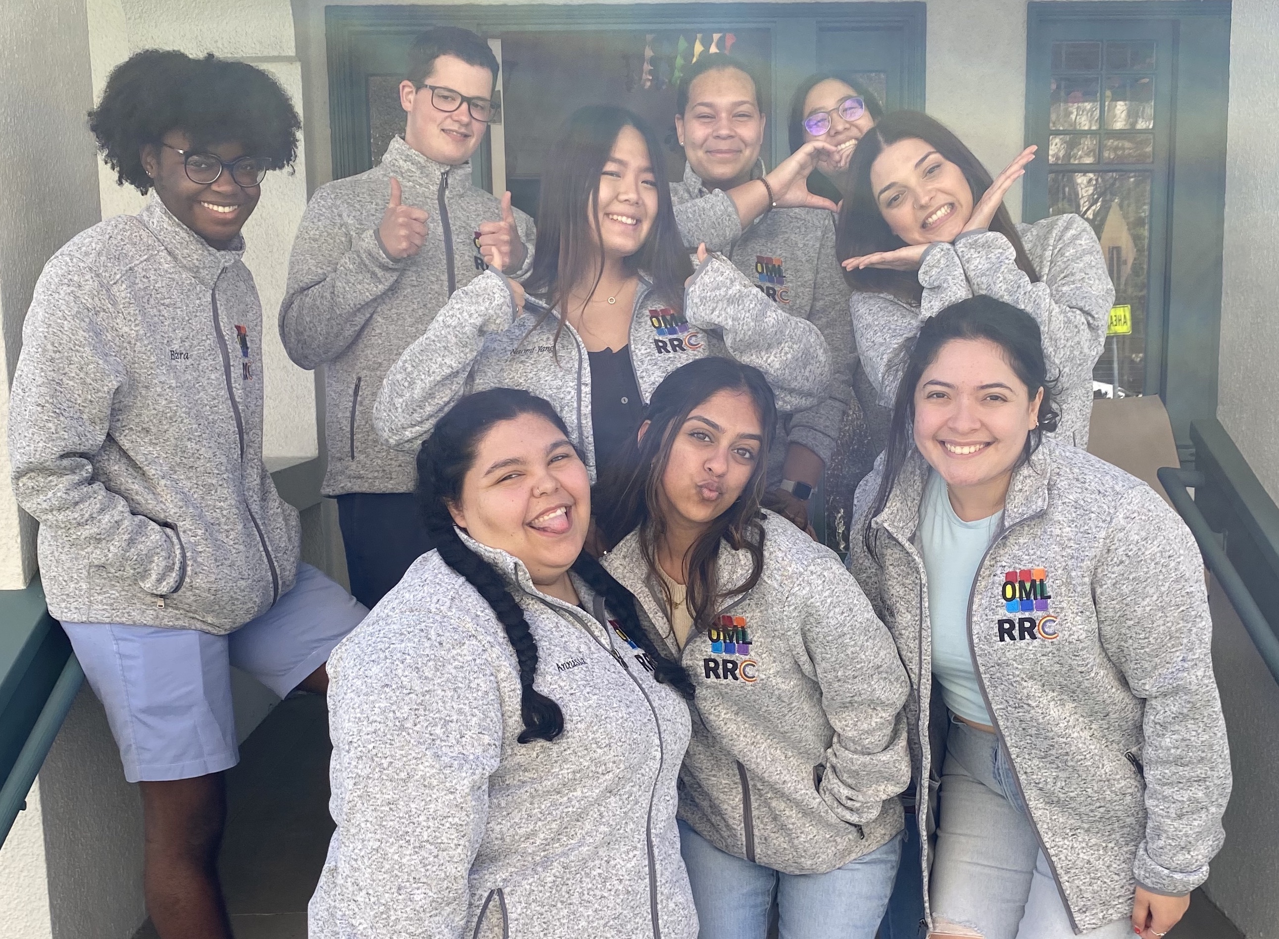 Rojas with friends, colleagues at SCUs Office For Multicultural Learning and the Rainbow Resource Center.