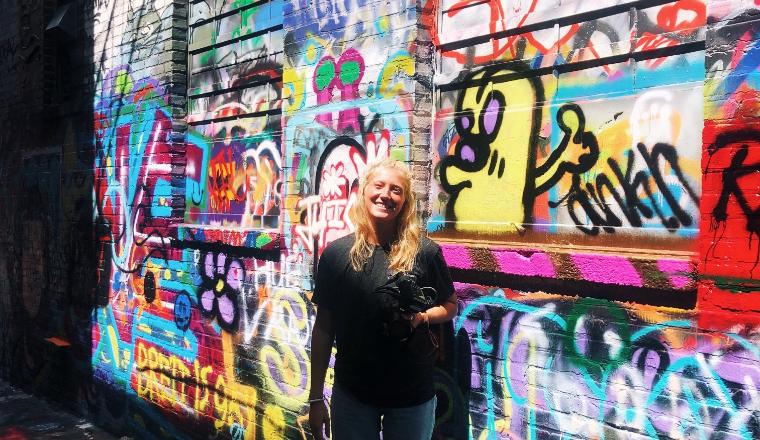 Miller Center fellow, Hannah Miller 22, pictured in Baltimore in August 2021.