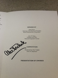 Siboles cherished Alex Trebek autograph.