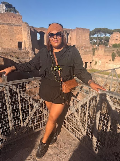 Professor Ruby Mendoza at the Roman Forum in Rome, Italy.