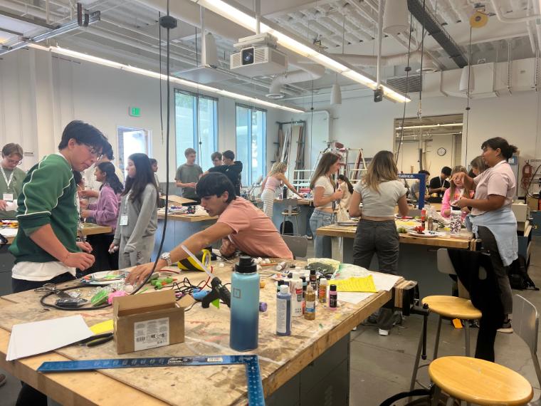 Students working on projects in a lab