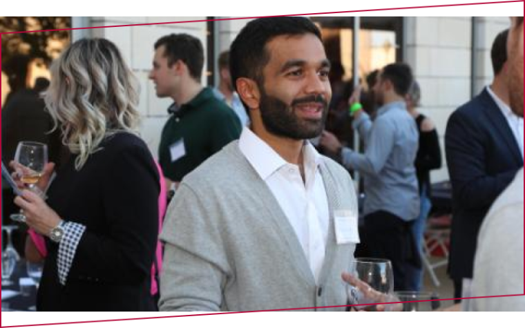 Leavey MBA student networking with sustainability professionals
