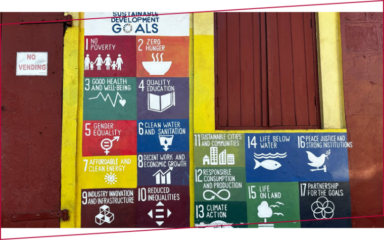 A community centre in sets out sustainable goals in a graphic way