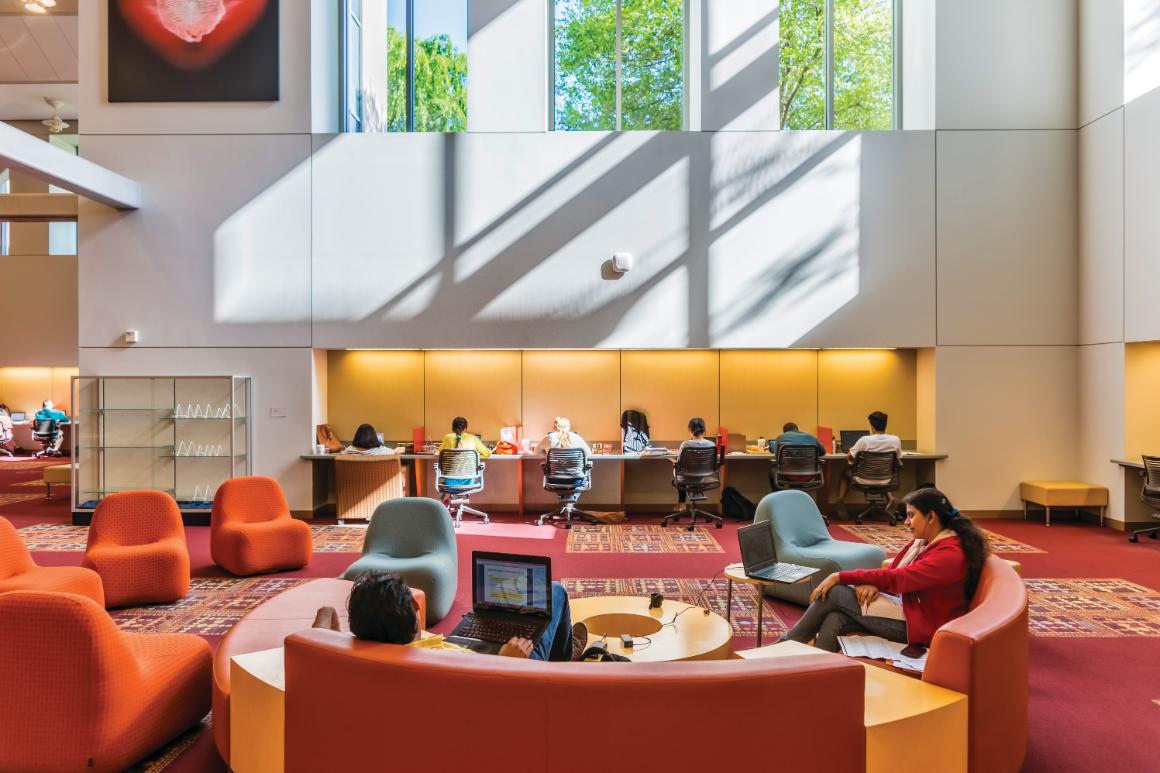 Students working in Santa Clara Universitys library