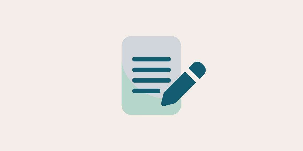 An icon of a form being filled in 