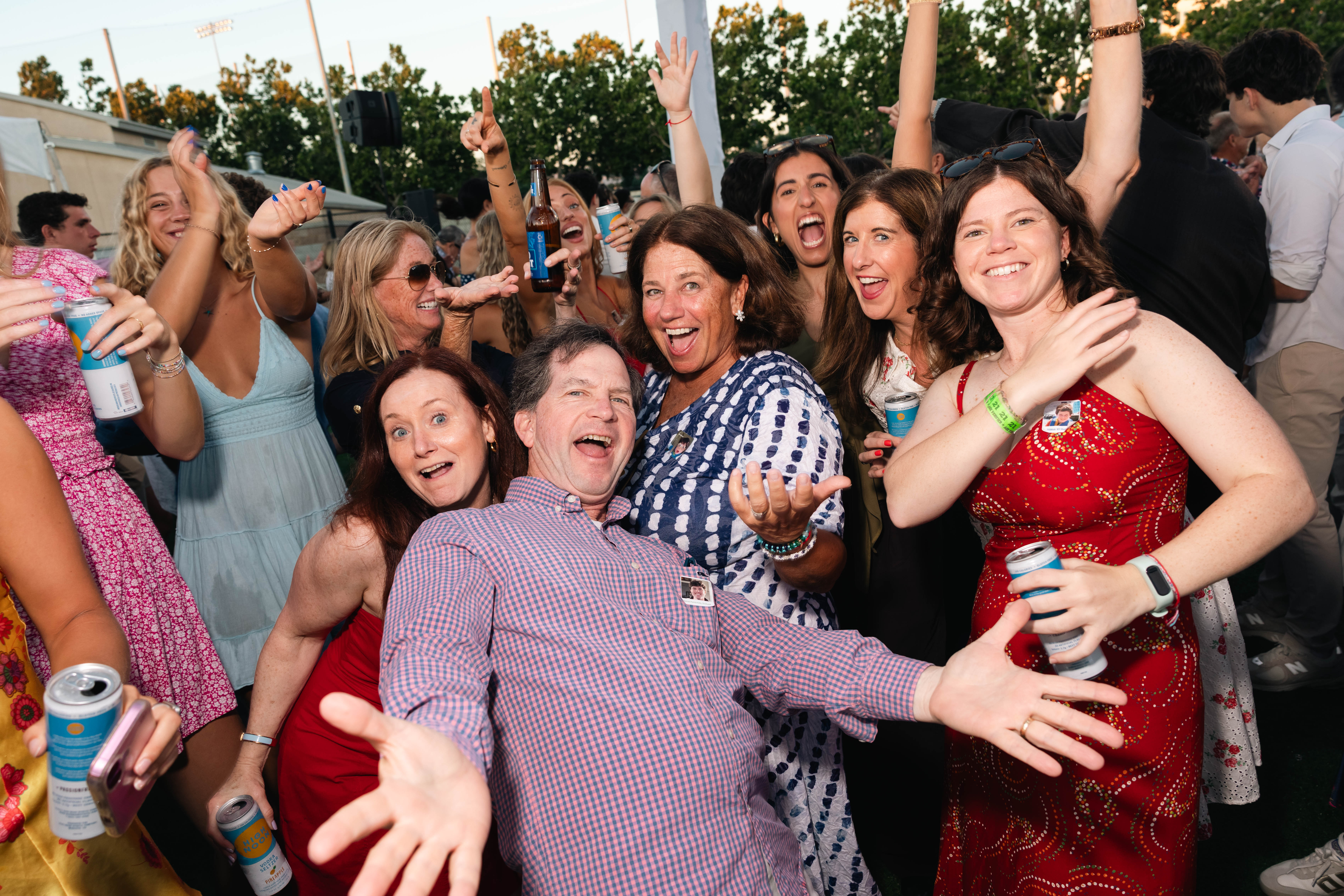 Family smiling at dance floor