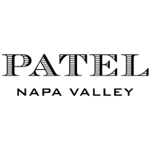 PATEL Napa Valley. The word PATEL is in all capital letters with black stripes 