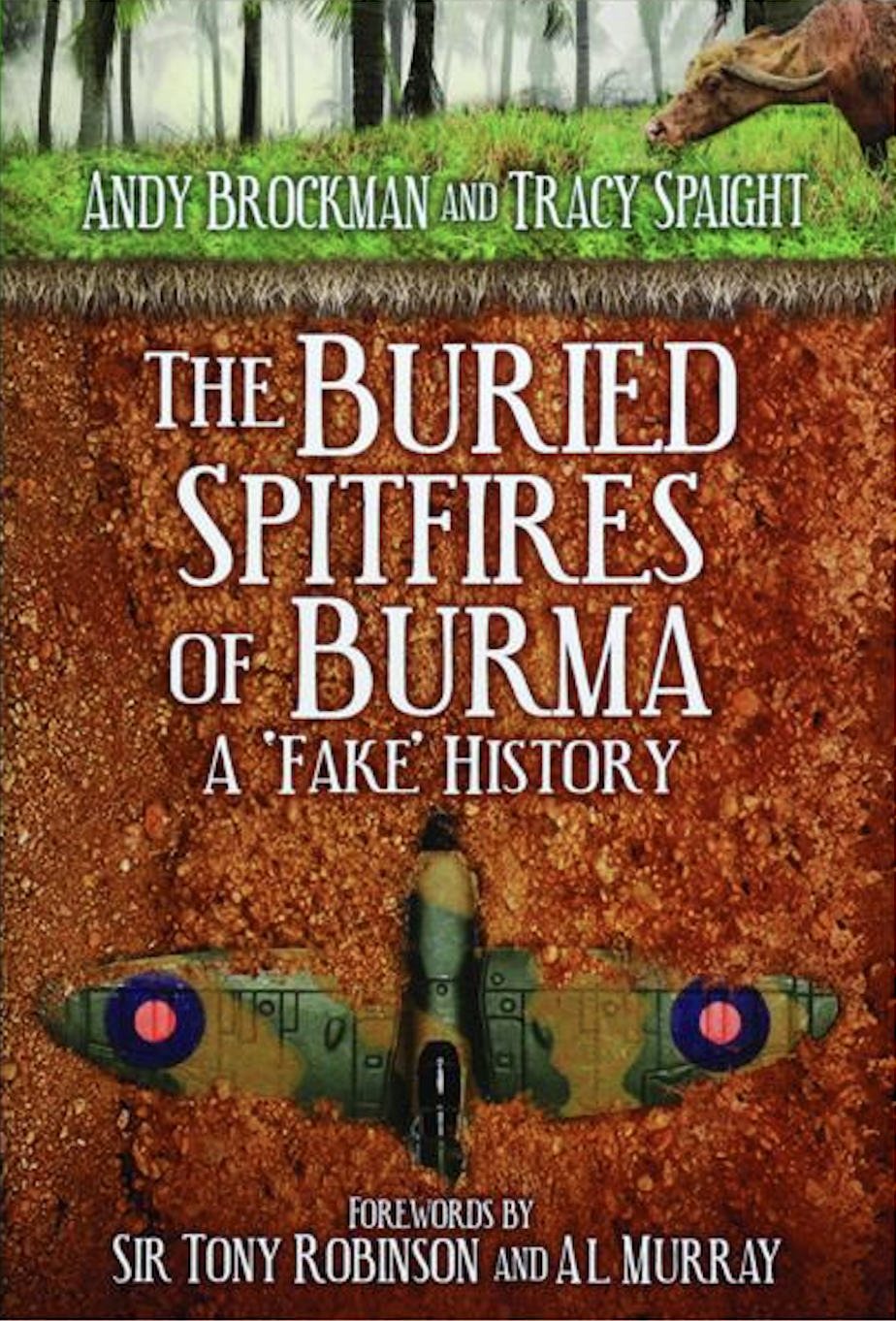 Book cover titled The Buried Spitfires of Burma with an aircraft image at the bottom.