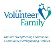 The Volunteer Family logo with tagline: Families Doing Meaningful Community Service, Strengthening Families.