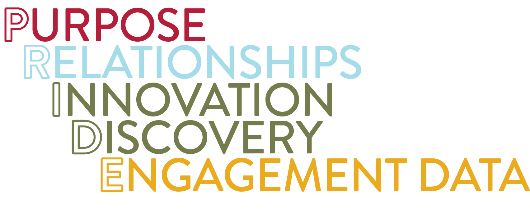 Purpose, Relationships, Innovation, Discovery, Engagement Data