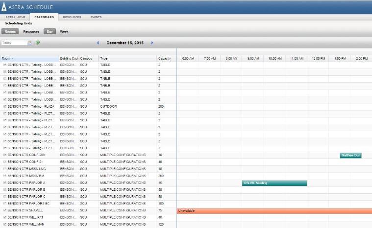 Ad Astra Scheduling Grid displaying a timeline with scheduled tasks and activities.