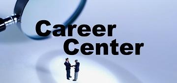 Career Center sign with a stethoscope in the background.