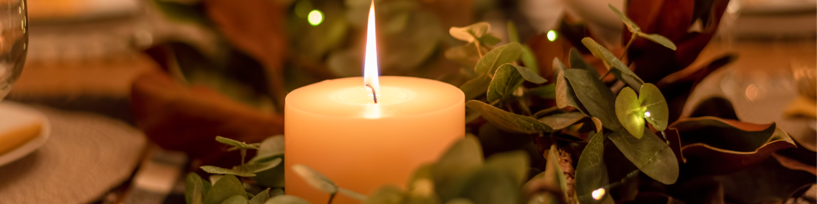 candle dispayed with branches 