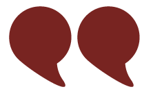 Maroon open quotation marks.