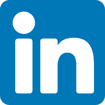 LinkedIn logo with blue background and white in text.