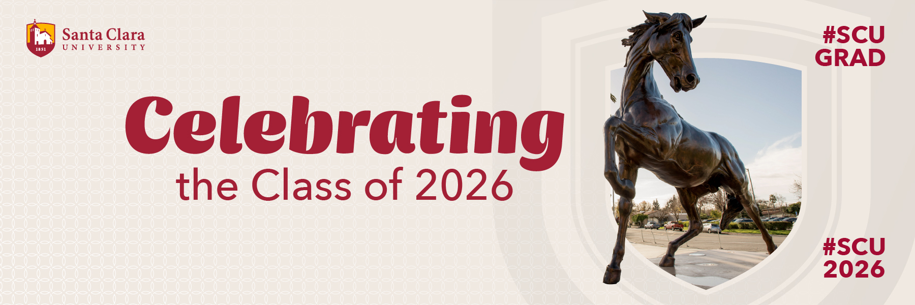 Celebrating the class of 2026 with the Bronco statue.