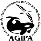 AGIPA logo with a whale and bird, text around it reads Asociación de Guías Intérpretes del Parque Nacional Galápagos.