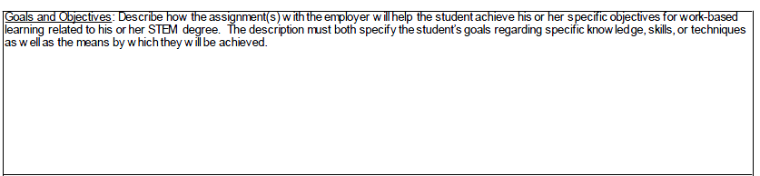 Document titled goals and objectives with text and a toolbar displayed.