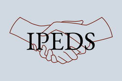 Shaking hands with text IPEDS in the center.