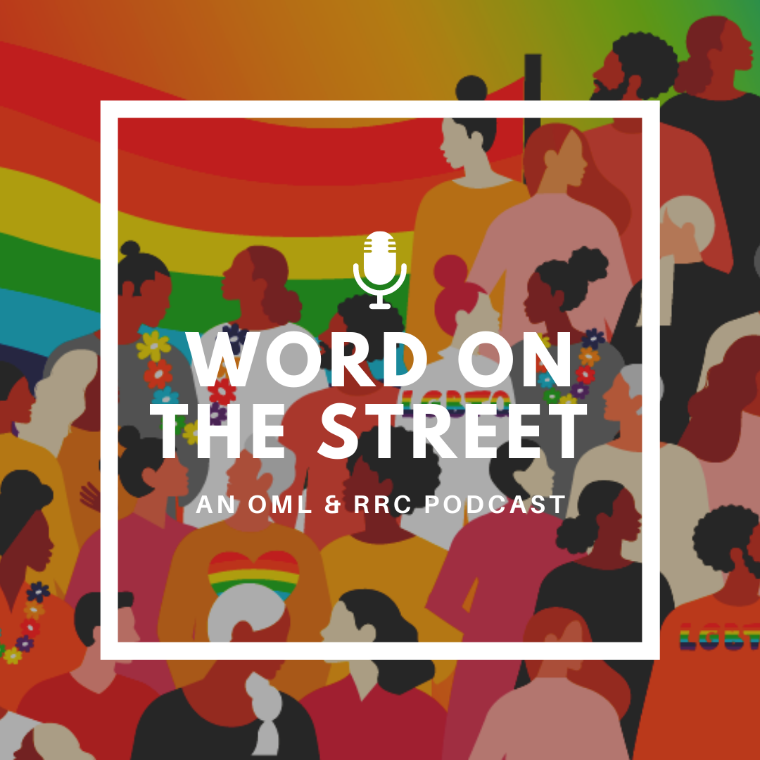 Word on the Street logo with diverse crowd and rainbow background.
