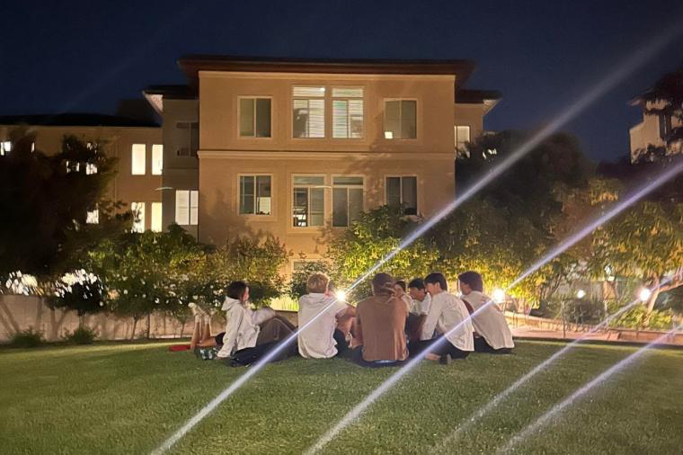 Sobrato Hall Students Gather 