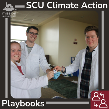 Students Amanda, Nate, and Will earning waste badge after Sort Your Waste 