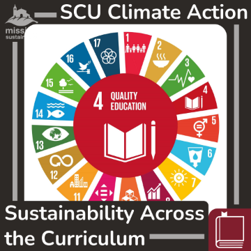 UN SDG wheel with Goal #4 highlighted 
