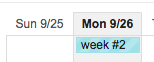 Calendar showing Sunday, Aug 25, and Monday, Aug 26, with Week 17 highlighted.