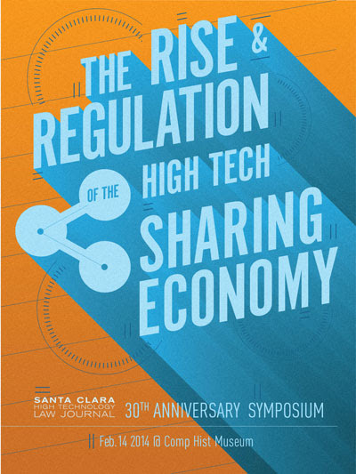 The Rise and Regulation of the Sharing Economy symposium graphic with date and location details. image link to story