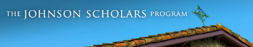 ALT text: Johnson Scholars Program banner with building and sky background image link to story