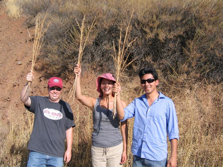 Jason Buenrostro (right) with fellow SCU graduates Stephanie Kim (center) and Tim Butler (Biology 10).