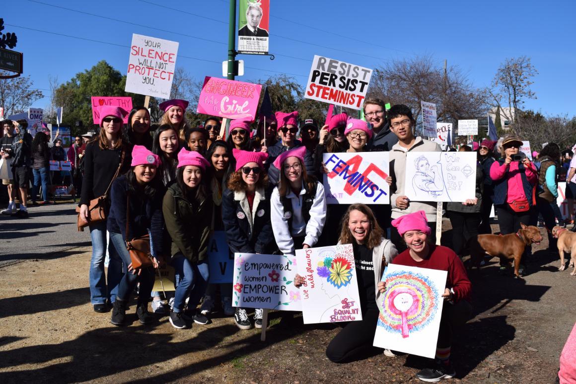 ACM-W hosted a sign painting party the day before the San Jose Womens March. The next day, the club participated in the march itself to promote women in STEM.