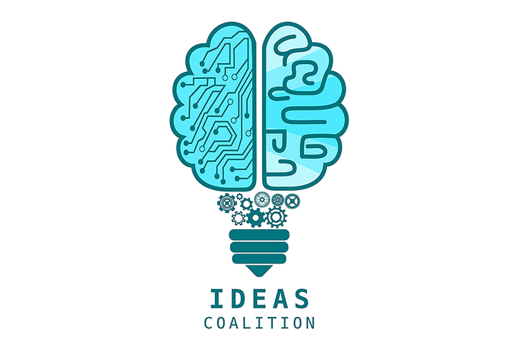 Lightbulb-shaped brain with IDEAS Coalition text below.
