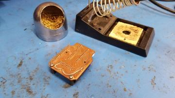 Sample of a circuit board with soldered components