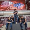 Ready for the big game against rival St. Marys College—which Santa Clara won 71-70; go Broncos! From left: Benjamin Mullen, Yash Tamakuwala, Vishak Aprameya Shivakumar Kanakapura, Vemuluru Venkata Sri Harsha, Riktwek Swetank.